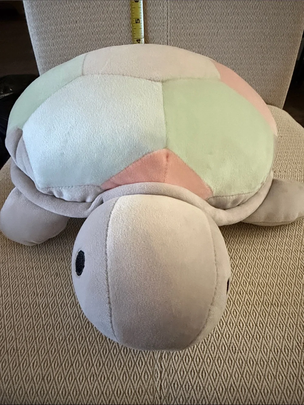 Plush Pastel Turtle Pillow - Soft Mint, Peach, Cream